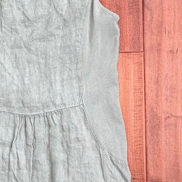 Lungo L'Arno 100% Linen Shift Dress M Lagenlook Italy Sage-Green - Picture 7 of 11
